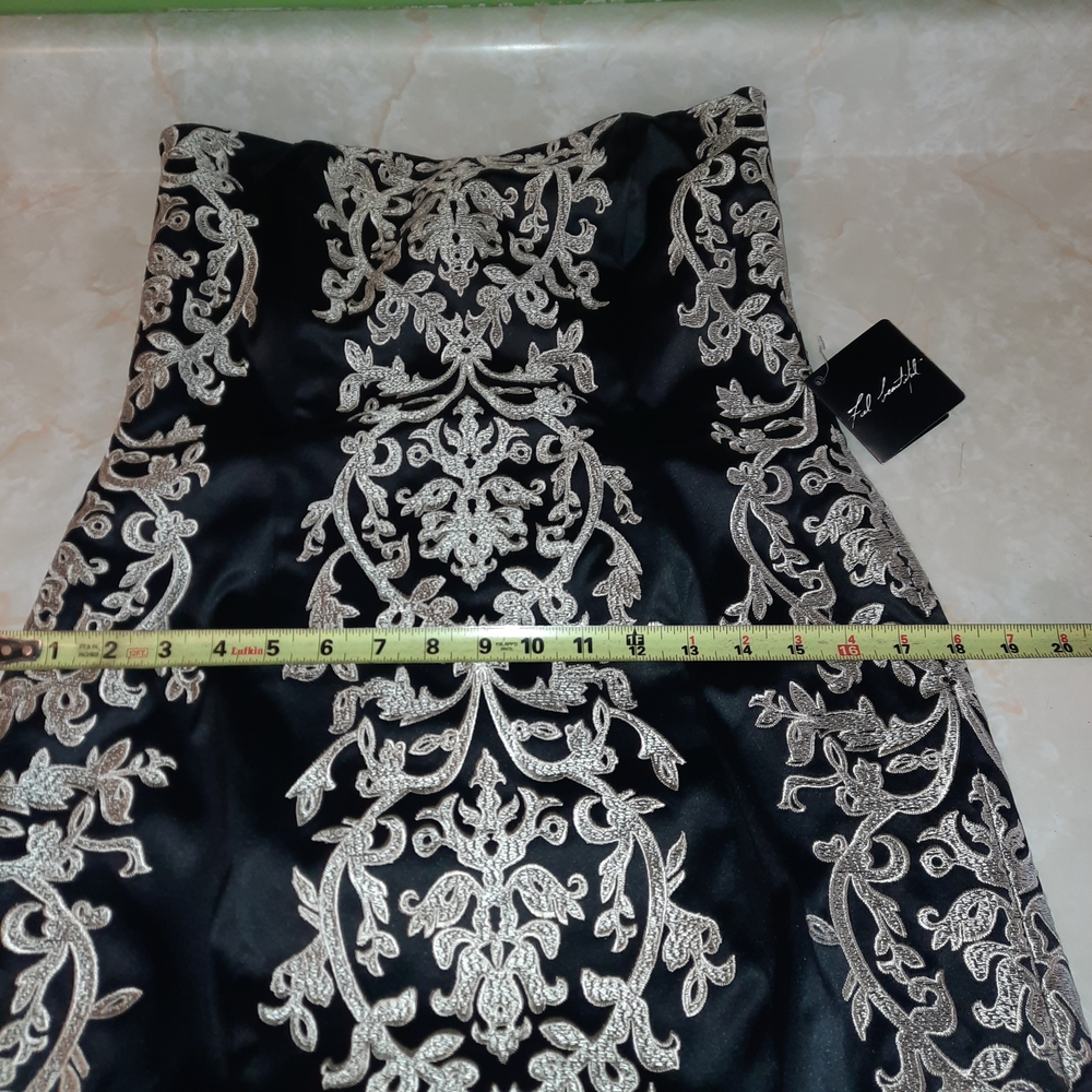 White House Black Market Strapless Black Dress with Ivory Lace Motif - Picture 9 of 12